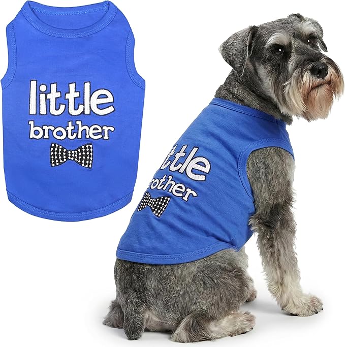 Parisian Pet Dog Shirt – 100% Cotton Shirts for Large Dogs – Blue Sleeveless Pet Clothes – Lightweight and Breathable Dog Apparel – Boy Little Brother Dogs Clothes - Stretchy Pet T Shirts