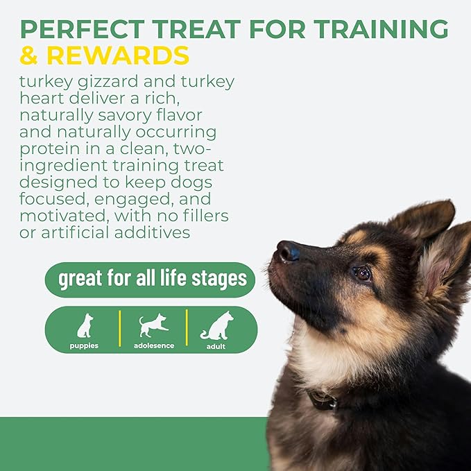 Momentum Carnivore Nutrition Freeze-Dried Turkey Training Bites – Two Ingredients-Turkey Gizzards and Hearts, All-Natural Dog Treats –Made in USA – Perfect for Training & Rewards- 2.5 oz Bag