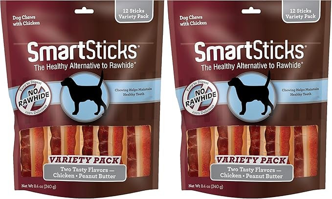 SmartBones SmartSticks, Treat Your Dog to A Rawhide-Free Chew Made with Real Meat and Vegetables (Pack of 2)