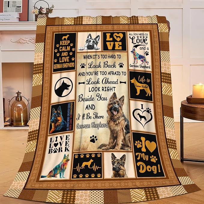 German Shepherd Throw Blanket German Shepherd Puppy Stuff Gifts for Dog Lover Kids Girls Boys Adults Women Men Soft Cozy Warm Plush Fluffy Fuzzy Fleece Blanket Decor 60''X80''