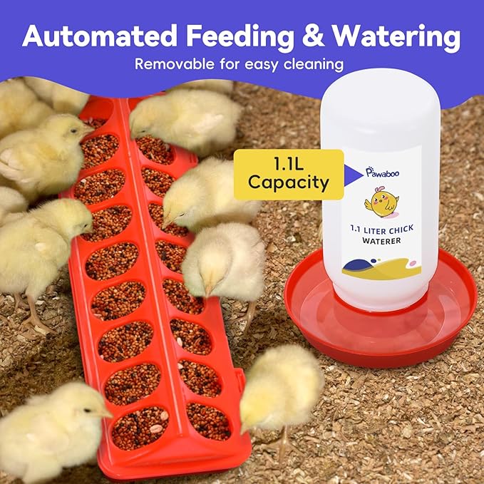 Pawaboo Chick Brooder Box for Chick Starter Kit, Brooder Pen/Chicken Supplies Brooders Box with Chicks Perch Brooding Up to 15 Chicks, Duck and Quail, Red+Black