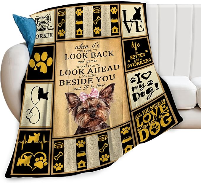 banonaty Yorkie Blanket Dog Throw Blanket Cozy Fleece Flannel Bedding Springer Yorkie Gifts for Women Men Boys Girls Adult Lover Stuff Plush for Couch Sofa Bed Decor 40"X50"