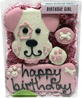 Bubba Rose Biscuit Company: Decorated Birthday Girl Pink Dog Treats - Crunchy Biscuit Texture - Natural Gourmet Dog Cookies - Pack of 4 Cookies - Made in The USA