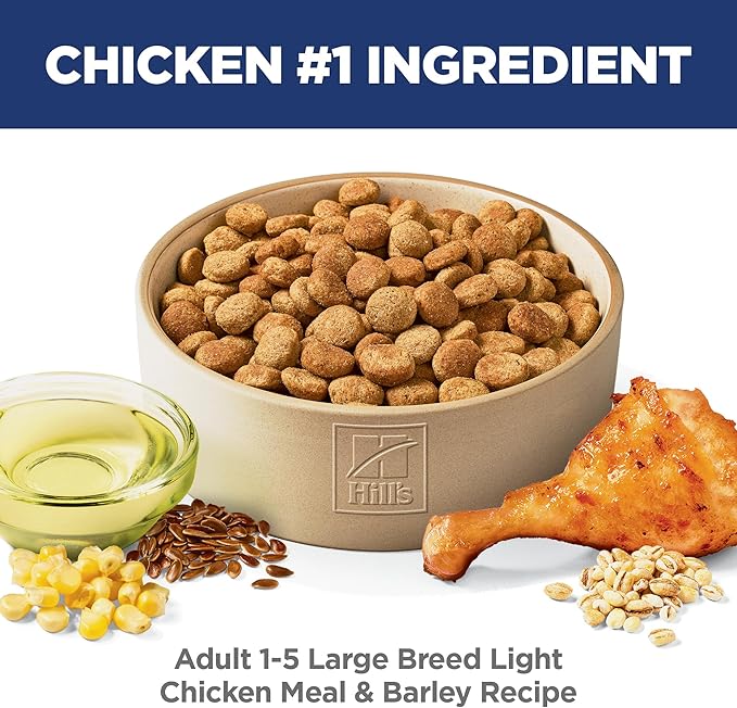 Hill's Science Diet Adult 1-5 Light Large Breed Dry Dog Food, Chicken Meal & Barley, 15 lb. Bag