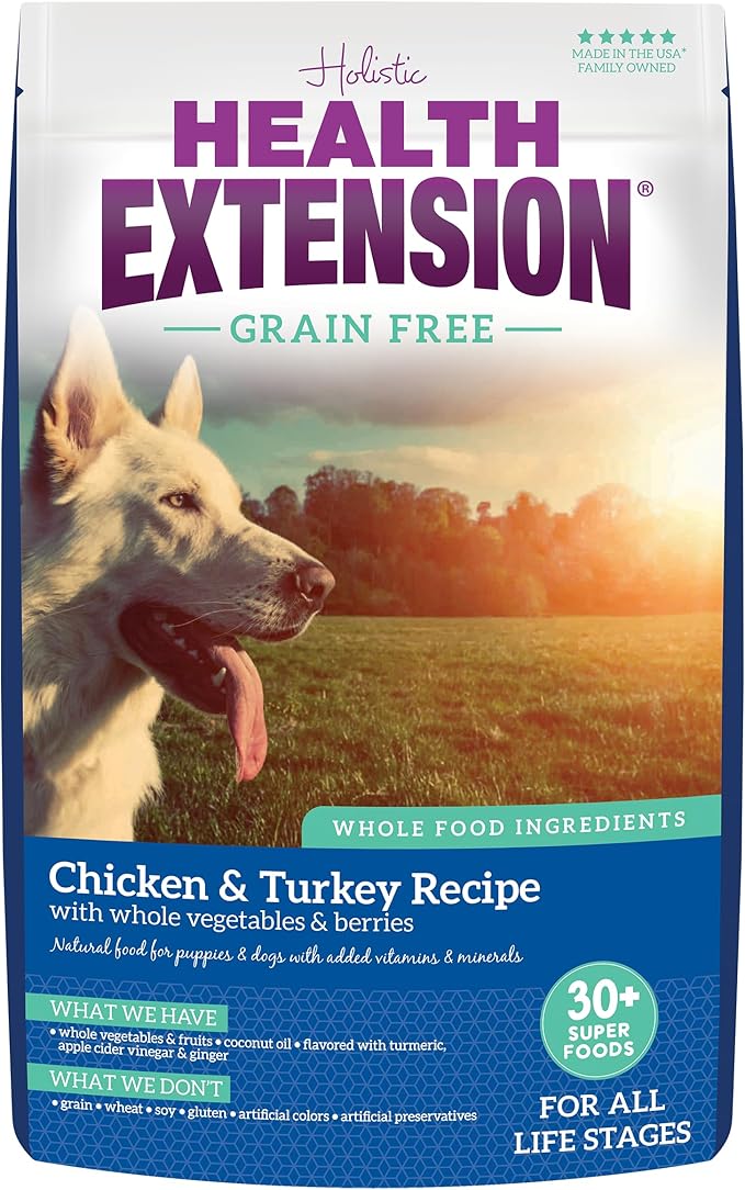 Health Extension Grain Free Chicken & Turkey Dry Dog Food - 30+ Superfoods and Probiotics for All Life Stages (10 lb)