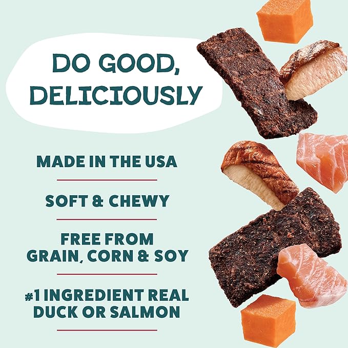 Shameless Pets Jerky Dog Treats, Variety 4-Pack – Healthy Chews with Salmon & Duck – Natural Dog Treats with Real Ingredients – Grain, Corn & Soy Free