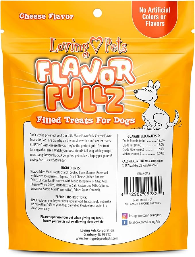 Loving Pets Flavorfullz Filled Treats for Dogs, Cheese 6 oz.