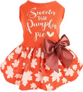 Fitwarm Thanksgiving Sweeter Than Pumpkin Pie Dog Dress 100% Cotton Puppy Costumes Pet Clothes Holiday Girl One-Piece Doggy Outfits Tank Top Vest Dresses Cat Apparel Orange Small