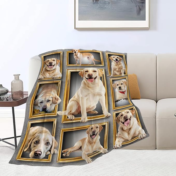 Labrador Gifts, Labrador Throw Blanket, Dog Gift for Women Men Boys Girls Lover Adult Cozy Fleece Flannel Bedding Stuff Animal Plush for Couch Sofa Bed Decor 50"X40"