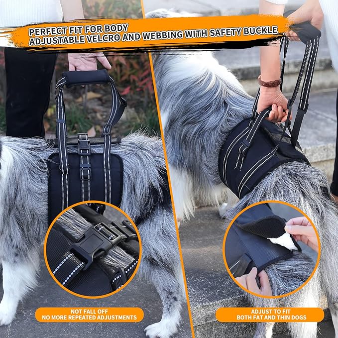 voopet Portable Dog Lift Harness for Back Legs, Upgrade Dog Sling Comfortably Supports Back Legs, Hip Support Harness to Help Lift Rear for Canine Aid Cruciate Ligament Rehabilitation Medium