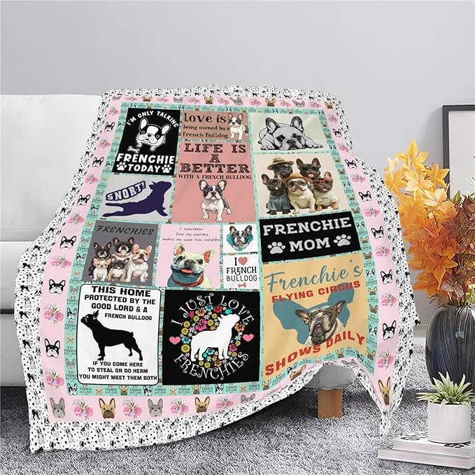 Boston Terrier Throw Blanket French Bulldog Frenchie Puppy Stuff Gifts for Dog Lover Kids Girls Boys Adults Women Men Soft Cozy Warm Plush Fluffy Fuzzy Fleece Blanket Decor 40''X50''