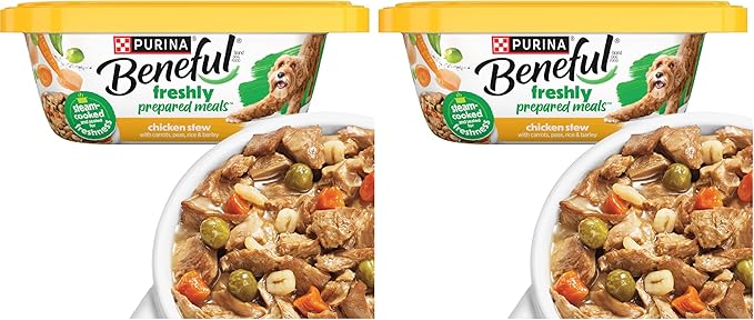 Beneful Purina Wet Dog Food Freshly Prepared Meals Chicken Stew with Rice, Carrots, Peas, and Barley Tubs- 10 oz. 8 Count (Pack of 2)