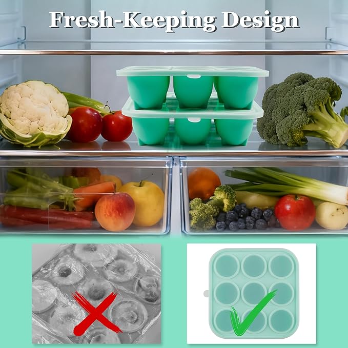 9 Cavities Silicone Dog Treat Mold with Lid for Woof Pupsicle & Power Chewer Pupsicle,Frozen Dog Silicone Molds for Making Refill Popsicle Treats 10-25 lbs & Up (Small with Lid)