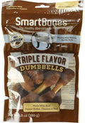 SmartBones Triple Flavor Dumbbells with Peanut Butter 10 Count, Rawhide-Free Chews for Dogs