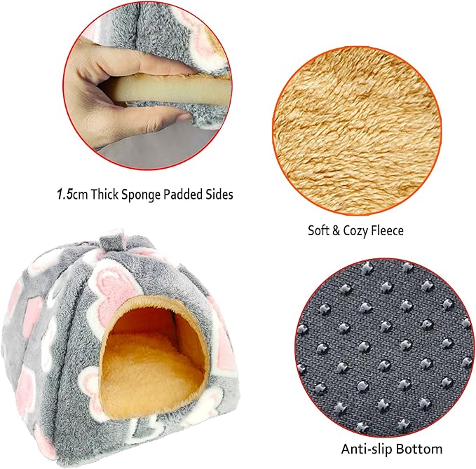 Guinea Pig Bed, Guinea Pig Warm Hideout House Accessories Cozy Bed for Small Animals Hamsters Chinchillas Dwarf Bunnies Hedgehogs. L, Greyheart
