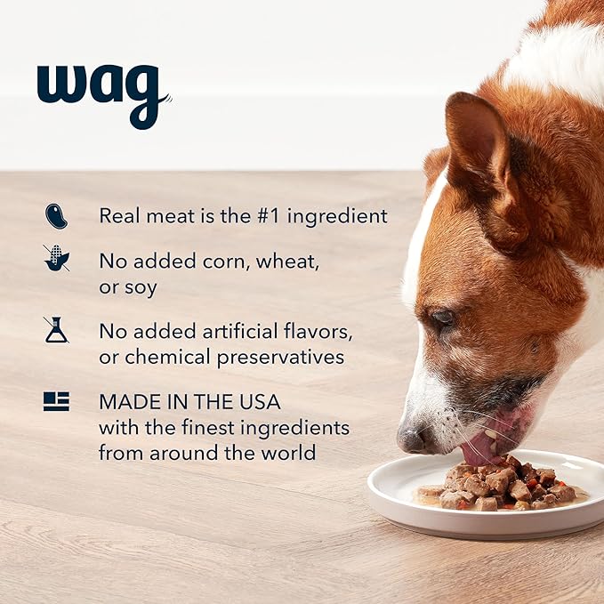 Amazon Brand - Wag Pate Wet Dog Food Variety Pack (Beef & Chicken / Turkey & Chicken), Made with Natural Ingredients, 12.5 oz Cans (Pack of 12)