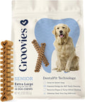 Groovies Senior Xlarge Dog Dental Chews for Dogs, Patented DentalFit Technology for Plaque & Tartar Support, Flexible Texture for Easy Chewing, Chicken Flavor, USA Manufactured,50–100 lb Dogs,18 Count