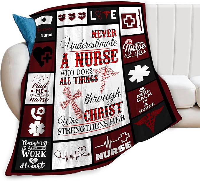 banonaty Nurse Gifts Nursing Throw Blanket Cozy Fleece Flannel Bedding LPN Rn Gifts for Women Female Girls Lover Adult Stuff Plush for Couch Sofa Bed Decor 60"X80"