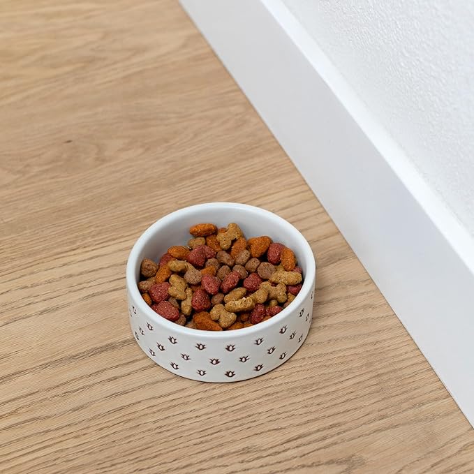 Fringe Studio Speckled Block Bone Small Wax Resist Ceramic Pet Bowl (5" Diameter x 1.75" H, 12 fl.oz.), PetShop Collection (473501) (Pack of 2)