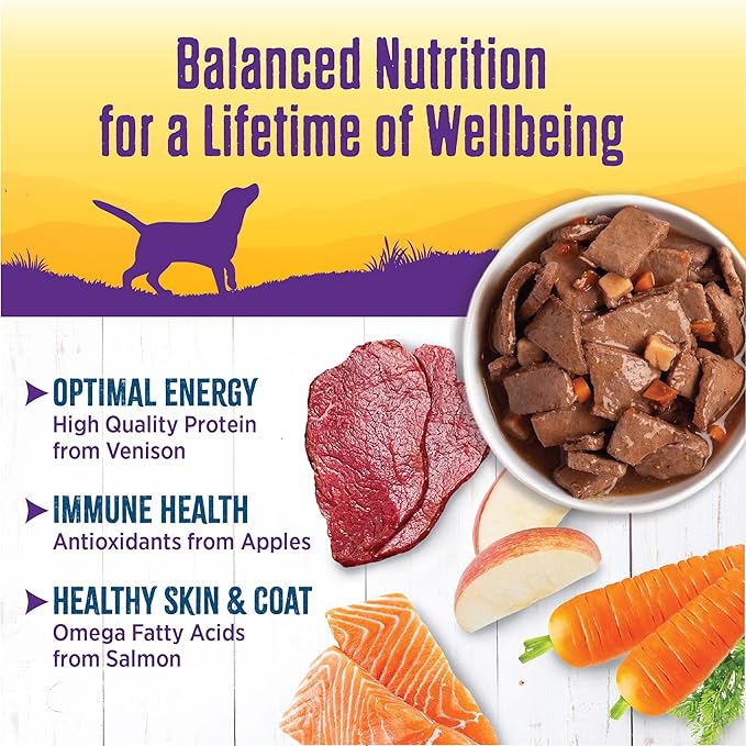 Wellness Complete Health Canned Wet Dog Food, Venison & Salmon Stew, 12.5-Ounce Can (Pack of 12)