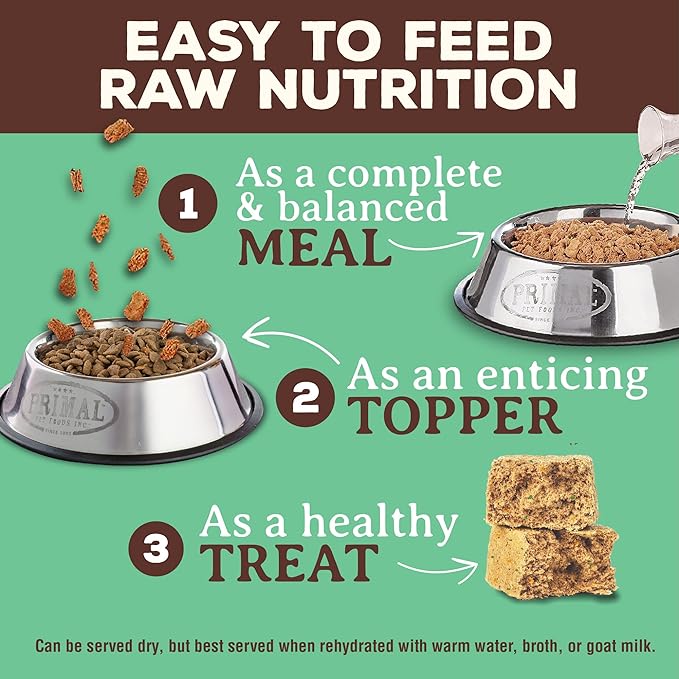 Primal Freeze Dried Dog Food Nuggets, Chicken, Complete & Balanced Meal, Also Use as Topper or Treat, Premium, Healthy, Grain Free, High Protein Raw Dog Food, 14 oz (Pack of 4)