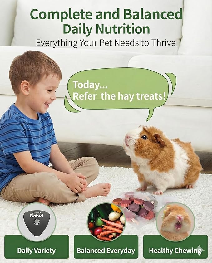 Aluminum Rotating Chew Toy with 4-Flavor Timothy Hay Cakes | Pet Dental Health Toy | Cage Hanging Toy for Rabbits, Guinea Pigs, Hamsters, Chinchillas (Black)
