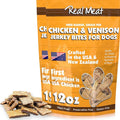 Real Meat Dog Treats - Two 12oz Bag of Bite-Sized Air-Dried Venison & Chicken Jerky for Dogs - Grain-Free Jerky Treats with 95% Free-Range Venison & Chicken - All-Natural Treats