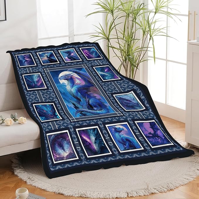 Dragon Throw Blanket Dragon Stuff Gifts for Kids Girls Boys Adults Women Men Soft Cozy Warm Plush Fluffy Fuzzy Fleece Blanket Decor 40''X50''