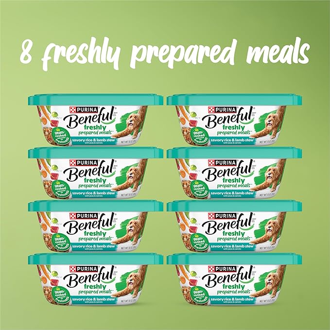 Purina Beneful Wet Dog Food Freshly Prepared Meals Savory Rice and Lamb Stew with Peas and Carrots - (Pack of 8) 10 oz. Tubs