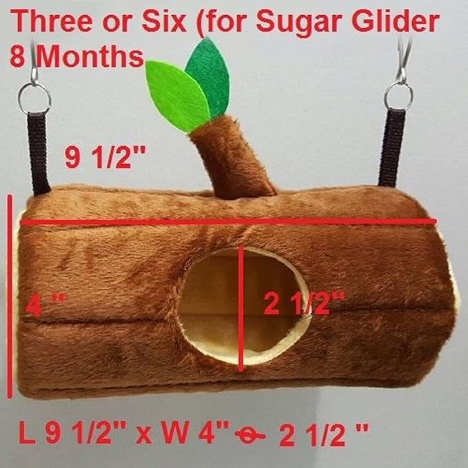 5 Pcs Sugar Glider Hamster Squirrel Chinchillas Small Pet Light Brown Log Cage Set Forest Pattern Get Free 1 Small Pet Treats, Polar Bear's Republic
