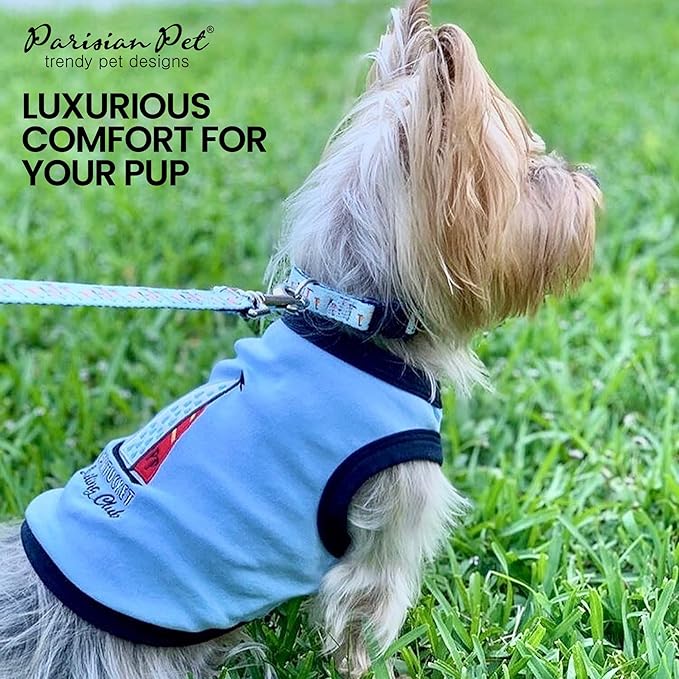 Parisian Pet Dog Shirt – 100% Cotton Shirts for Medium Dogs – Nautical Sleeveless Puppy Vest – Lightweight and Breathable Pet Apparel – Pullover Summer Dog Clothes - Stretchy Funny T Shirts for Dogs