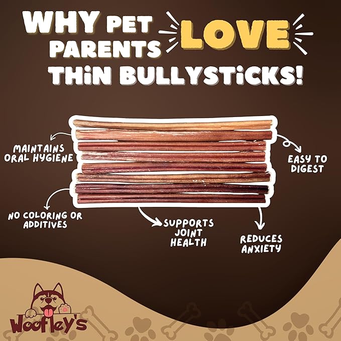 Woofley's 6 Inch Bully Sticks for Small Dogs - (30 Count) - Bully Sticks for Dogs - Long Lasting Bully Stick Dog Chews