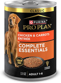 Purina Pro Plan Grain Free Complete Essentials Classic Pate Dog Food, Chicken and Carrots Entrée - (Pack of 12) 13 oz. Cans