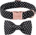 Unique style paws Cotton Dog Collar with Bow Puppy Collar with Black White Round Dot for Small Medium Large Boys Girls Dogs