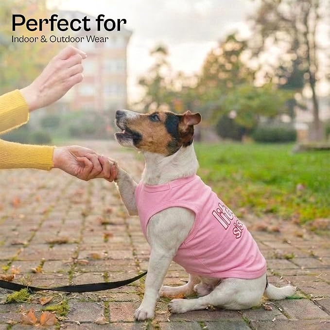 Parisian Pet Dog Shirt - 100% Cotton Shirts for Medium Dogs - Pink Sleeveless Girl Pet Clothes - Lightweight and Breathable Puppy Clothes - Stretchy Dog Apparel for Little Sister Dogs