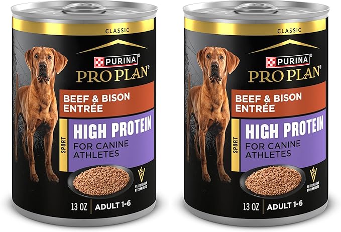 Purina Pro Plan Sport High Protein Wet Dog Food Beef and Bison Entrée - 13 oz. Cans,(Pack of 24)