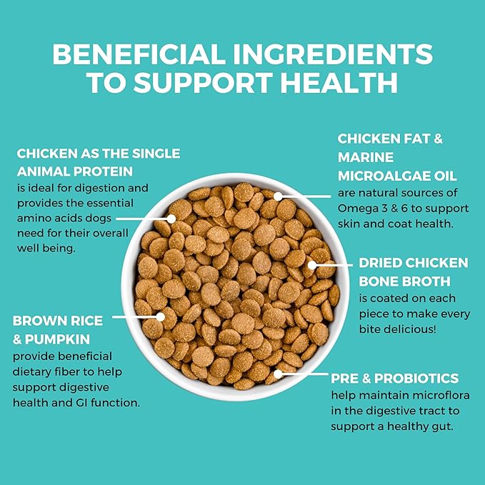KOHA Limited Ingredient Bland Diet Dry Food for Dogs - Chicken & Brown Rice Recipe, Sensitive Stomach Dog Food - Pumpkin for Digestive Support, 3.5 lbs
