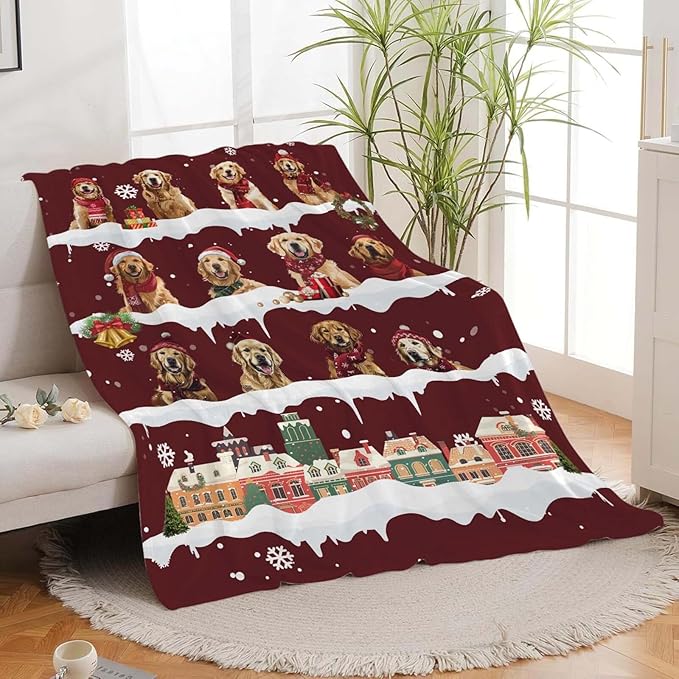 Golden Retriever Throw Blanket Golden Retriever Dog Christmas Stuff Gifts for Kids Girls Boys Adults Women Man Soft Cozy Warm Plush Fluffy Fuzzy Fleece Blanket Decor 50''X60''