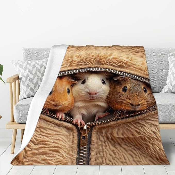 banonaty Guinea Pig Blanket Cute Throw Blankets Cozy Fleece Flannel Plush Bedding Guinea Pig Stuff Gifts for Men Women Boys Girls Teens Adults for Couch Sofa Bed Decor 40"X50"