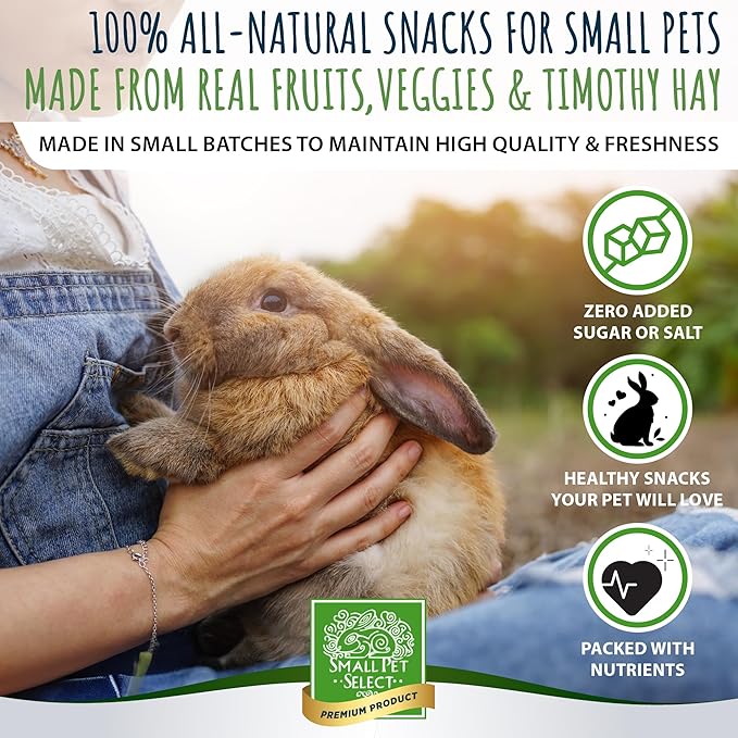 Small Pet Select Healthy Snacker Apple Banana, Treats for Rabbit, Guinea Pig, Bunny, Other Small Pets, Made with Real Fruit, Veggies, and Timothy Hay, 2oz