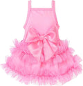 Fitwarm Sparkly Dog Tiered Dress, Fancy Dog Clothes for Small Dogs Girl, Bohemian Doggie Birthday Outfit, Pet Apparel, Pink, Medium