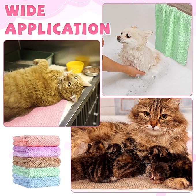 Reginary 10 Pcs Guinea Pigs Blankets Hamster Fleece Cage Liners Coral Fleece Quick Dry Soft Blankets Bedding Guinea Pig Accessories for Cat(14 x 30 Inch,Colorful)