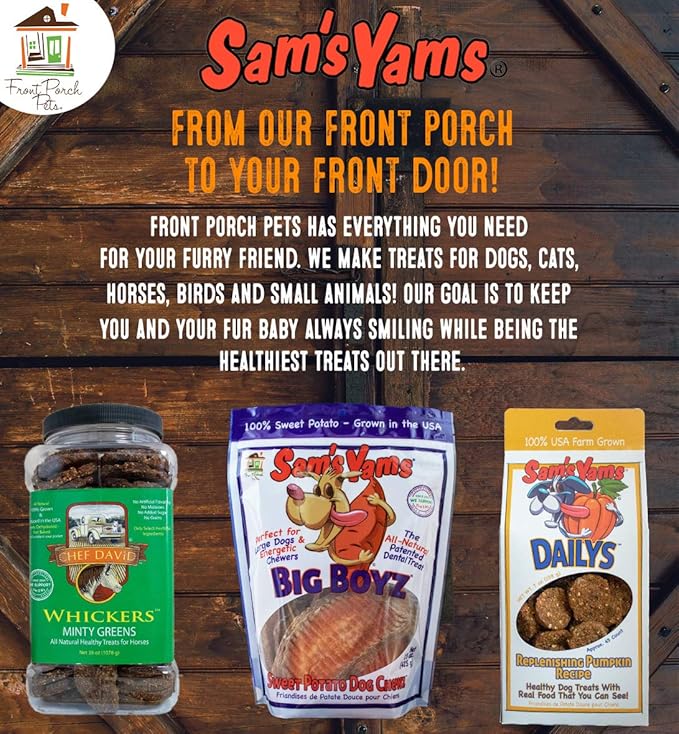 Sam's Yams Sweet Potato Dog Chewz 14oz Bags-Veggie Rawhide,3-Pack
