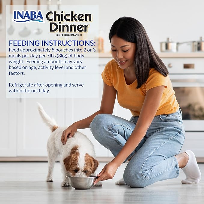 INABA Chicken Dinner for Dogs, Soft Pate Wet Dog Food, Complete & Balanced, 2.4 oz. Pouch, 15 Pouches, Beef & Vegetables Variety