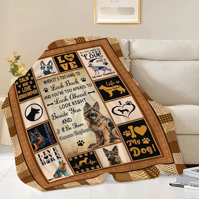 German Shepherd Throw Blanket German Shepherd Puppy Stuff Gifts for Dog Lover Kids Girls Boys Adults Women Men Soft Cozy Warm Plush Fluffy Fuzzy Fleece Blanket Decor 40''X50''