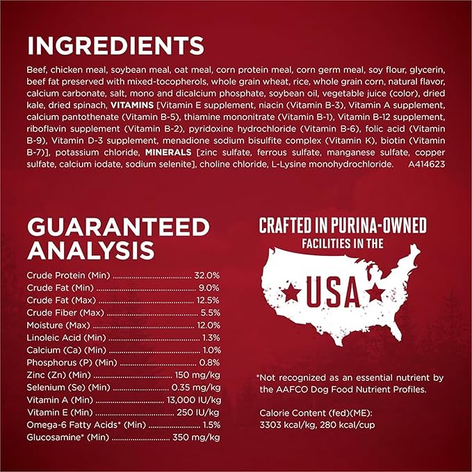 Purina One True Instinct Lean Muscle Support With Real Beef Natural With Added Vitamins, Minerals and Nutrients High Protein Dog Food - 3.8 lb. Bag