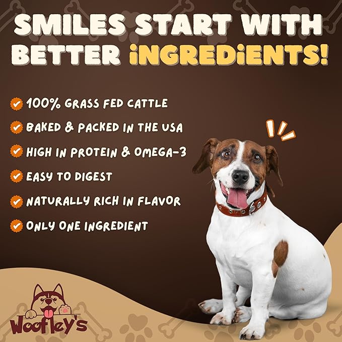 Woofley's 10-12" Bully Dusted Beef Cheek Roll - (5 Count)- Beef Cheek Rolls for Dogs - Long Lasting Natural Dog Chews