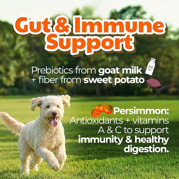 Freeze-Dried Goat Milk Dog Treats with Persimmon, Made in Korea, Natural Limited Ingredient Training Treats for Puppies & Adult Dogs, 1.76 oz (50g)