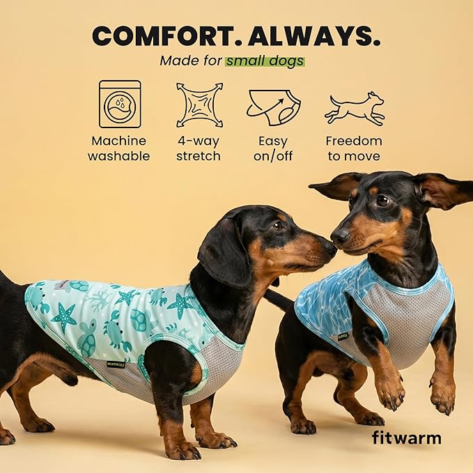 Fitwarm 2 Pack Marine UPF 50+ UV Sun Protection Dog Shirt, Lightweight Cooling Vest, Quick Dry Summer Clothes for Small Dogs Boy Girl, Pet Outfit, Sky Blue, Mint Green, XXL