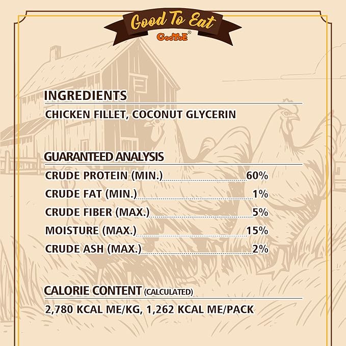 Gootoe Dog Treats, Chicken Jerky for Dogs - Dog Training Treats; High-Protein, Gluten-Free, Hypoallergenic, Grain-Free, Chicken Fillets, 1 lb (Pack of 3)
